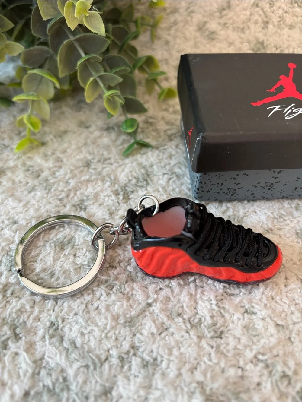 Air Jordan Red and Black 3D Mini Sneaker Keychain with Branded Box NWT 2”